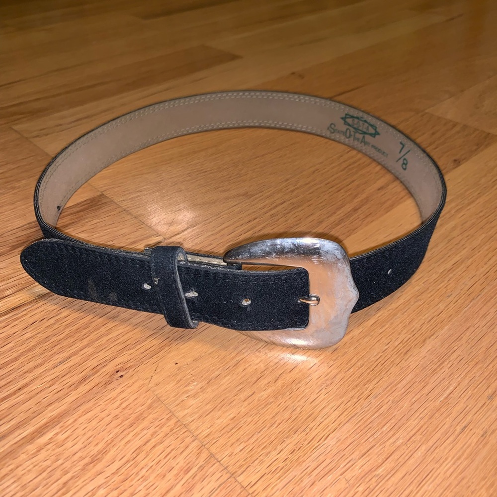Black Suede Leather Belt